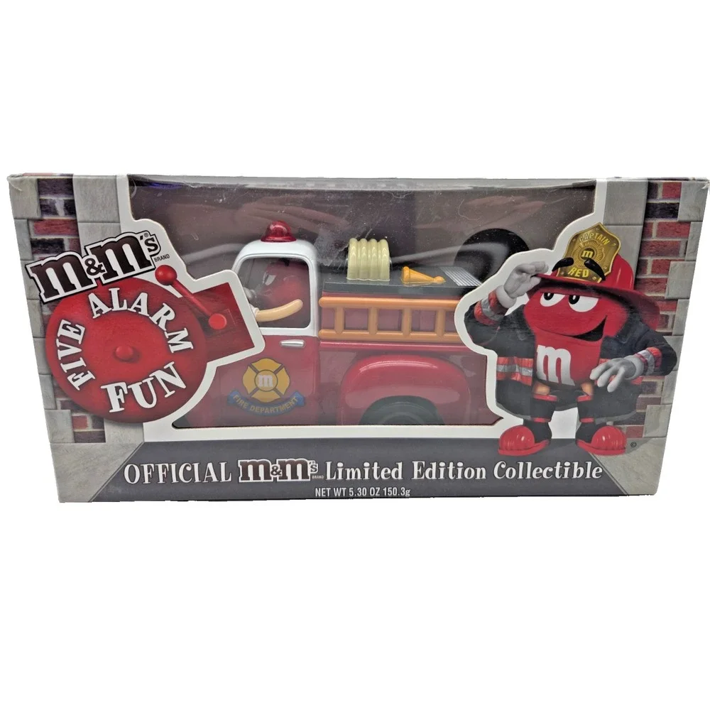 Vtg M&M's Reds Firehouse Fire Truck Candy Dispenser Limited Edition New In Box